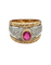 Bague 52 Bague gravée florentine avec rubis en or rose et blanc 18 ct 58 Facettes CV-027
