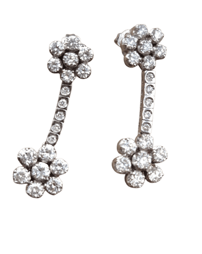 Boucles d'oreilles Boucles d'oreilles pendantes fleur en or blanc 18 ct et diamants 58 Facettes CV-029