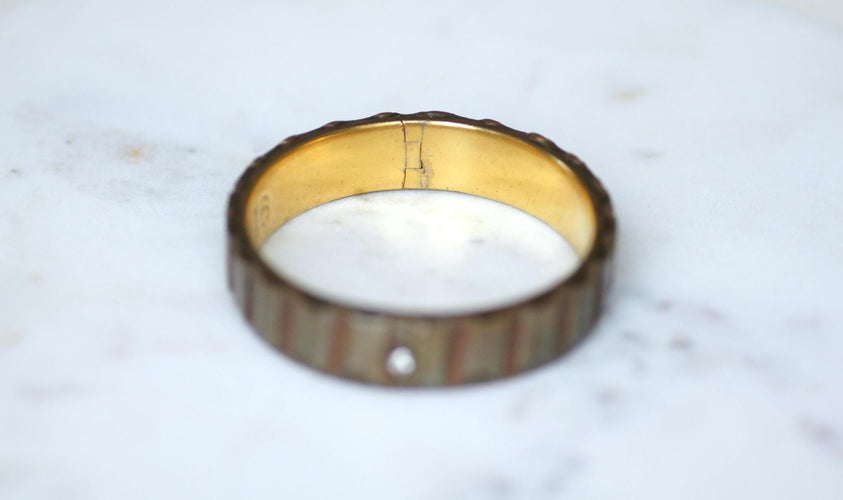 Bracelet Bracelet jonc Grande Guerre - cuivre avec diamant taille ancienne 58 Facettes