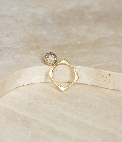 Bague 55 Dinh Van - Bague boule en or jaune 18 carats et diamants 58 Facettes
