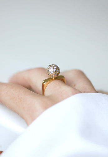 Bague 55 Dinh Van - Bague boule en or jaune 18 carats et diamants 58 Facettes
