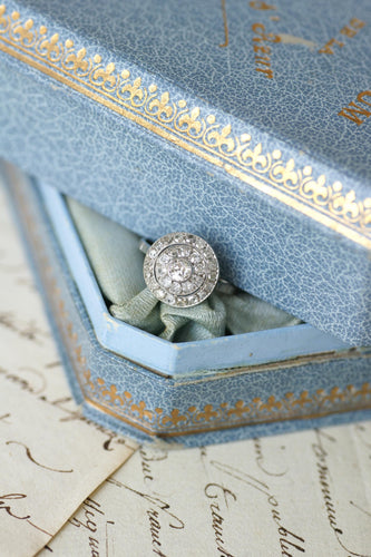 Bague 56 Bague cible Art déco en platine à diamants 1,20 ct 58 Facettes