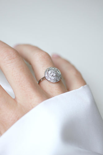 Bague 56 Bague cible Art déco en platine à diamants 1,20 ct 58 Facettes