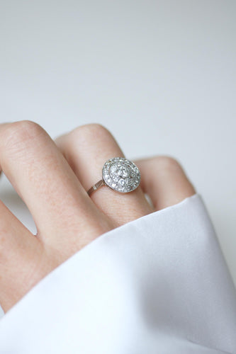 Bague 56 Bague cible Art déco en platine à diamants 1,20 ct 58 Facettes