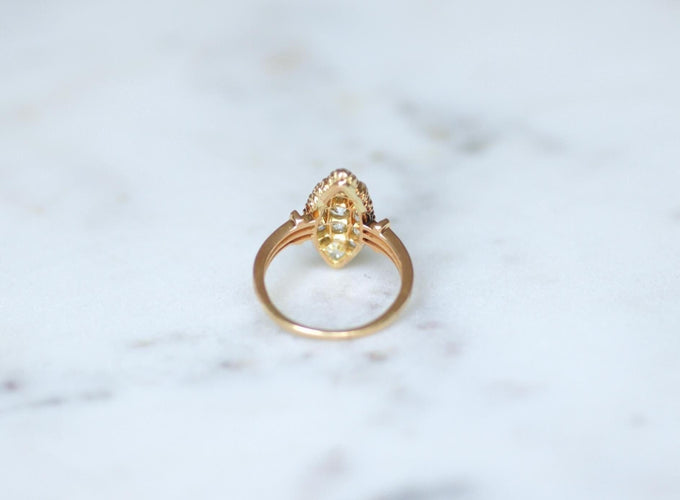 Bague 55 Bague marquise ancienne en or rose 18 ct et diamants 1,60 ct 58 Facettes