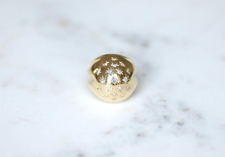 Bague 53 Bague boule Constellation en or rose 18 ct et diamants 58 Facettes