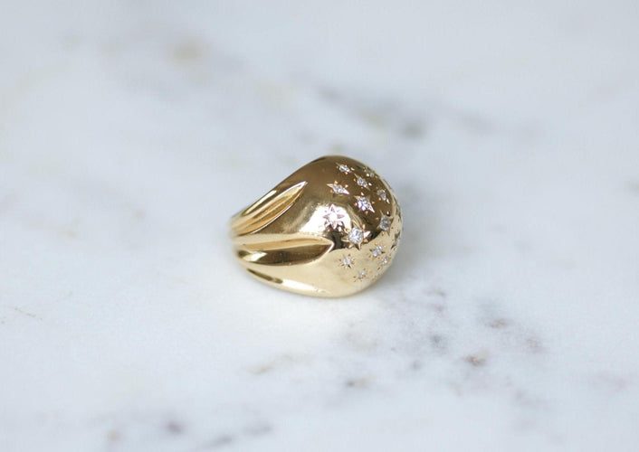 Bague 53 Bague boule Constellation en or rose 18 ct et diamants 58 Facettes