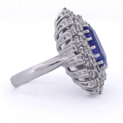 Bague 56 Bague en or blanc 18 ct avec tanzanite et diamants 58 Facettes AN383 (06139)