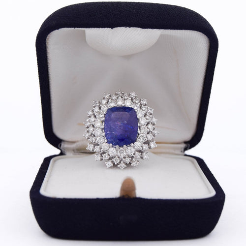 Bague 56 Bague en or blanc 18 ct avec tanzanite et diamants 58 Facettes AN383 (06139)
