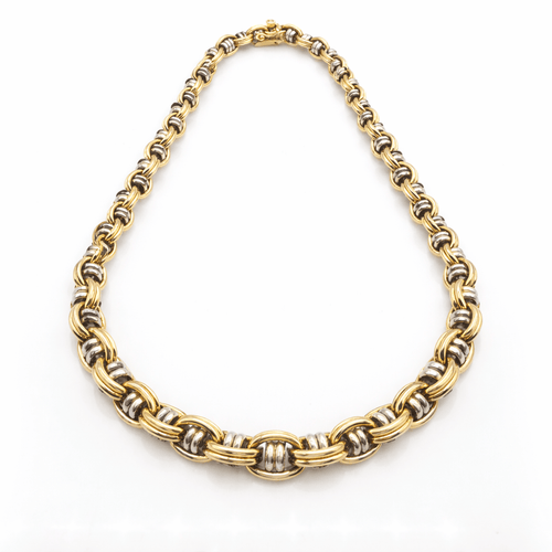 Collier Collier maille fantaisie en 2 ors 18 carats 58 Facettes Collier Maille fantaisie 2 Ors  18 carats