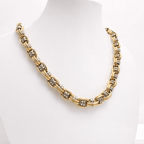 Collier Collier maille fantaisie en 2 ors 18 carats 58 Facettes Collier Maille fantaisie 2 Ors  18 carats