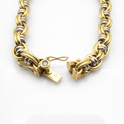 Collier Collier maille fantaisie en 2 ors 18 carats 58 Facettes Collier Maille fantaisie 2 Ors  18 carats