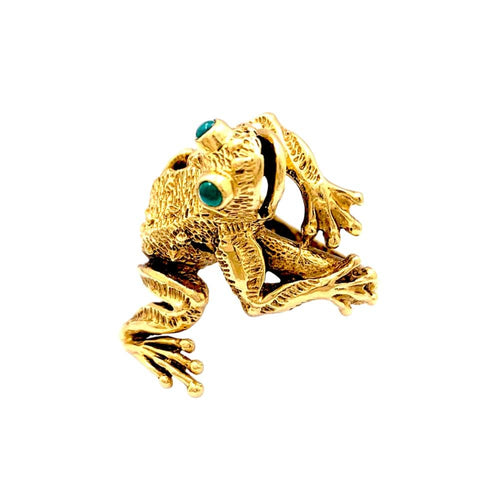 Bague 56 Bague Kurt Wayne, "Grenouille", or jaune, émeraudes. 58 Facettes 35490
