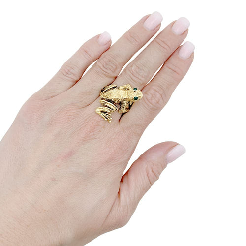 Bague 56 Bague Kurt Wayne, "Grenouille", or jaune, émeraudes. 58 Facettes 35490
