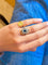 Bague 54 Bague rectangulaire en or jaune 18 carats avec saphir et diamants 58 Facettes ad