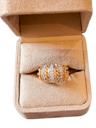 Bague 55 Bague dôme en or jaune 18 carats et diamants 58 Facettes zain