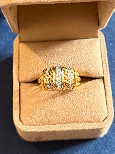 Bague 55 Bague dôme en or jaune 18 carats et diamants 58 Facettes zain