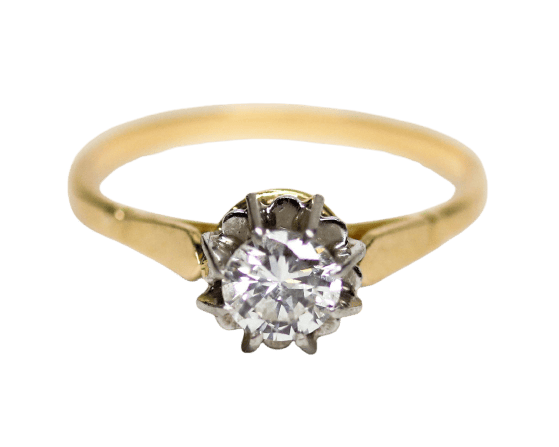 Bague 53 Bague solitaire en or jaune, or blanc et diamant 58 Facettes A11556