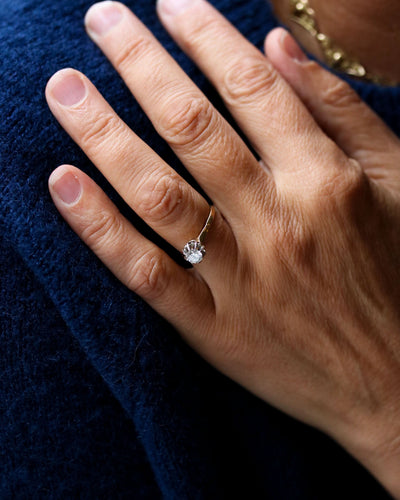 Bague 53 Bague solitaire en or jaune, or blanc et diamant 58 Facettes A11556