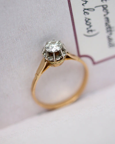 Bague 53 Bague solitaire en or jaune, or blanc et diamant 58 Facettes A11556