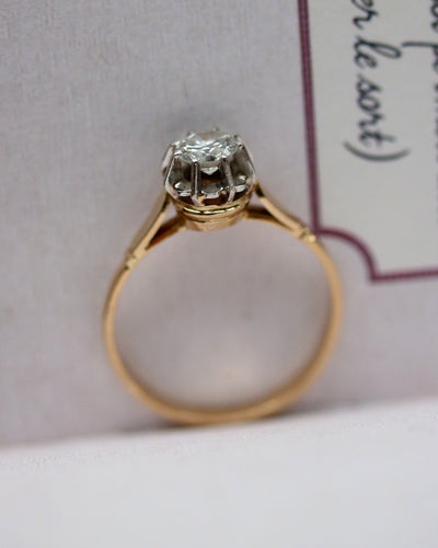 Bague 53 Bague solitaire en or jaune, or blanc et diamant 58 Facettes A11556