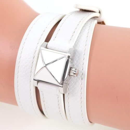Montre Hermès - Montre Medor Rock quartz en acier laqué et cuir 58 Facettes ikr7n8