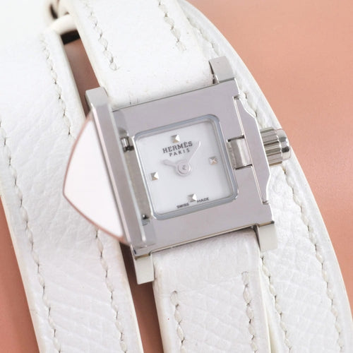 Montre Hermès Médor - Montre quartz en acier laqué et cuir 58 Facettes ikr7n8