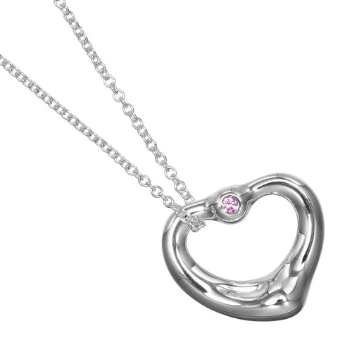 Pendentif Tiffany & Co. Elsa Peretti - Pendentif Open Heart en argent avec saphir rose 58 Facettes x5jdsq
