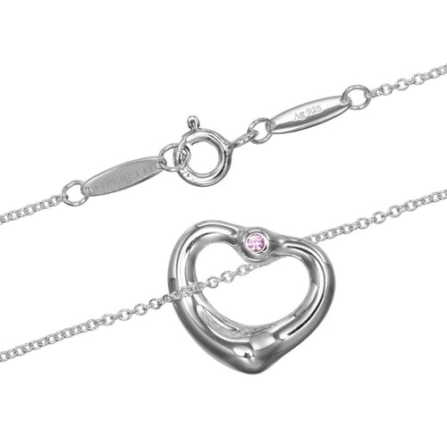 Pendentif Tiffany & Co. Elsa Peretti - Pendentif Open Heart en argent avec saphir rose 58 Facettes x5jdsq