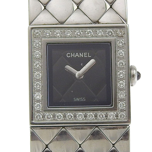 Montre Chanel Matelasse - Montre quartz en acier inoxydable avec lunette diamantée 58 Facettes cgstjh