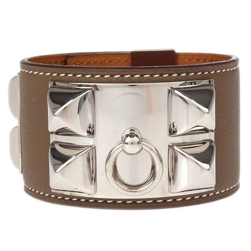 Bracelet Hermès Collier de Chien - Bracelet en cuir gris 58 Facettes onuj95