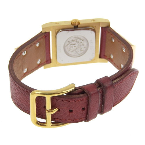 Montre Hermès Medor - Montre quartz en métal plaqué or et cuir 58 Facettes uuup2f