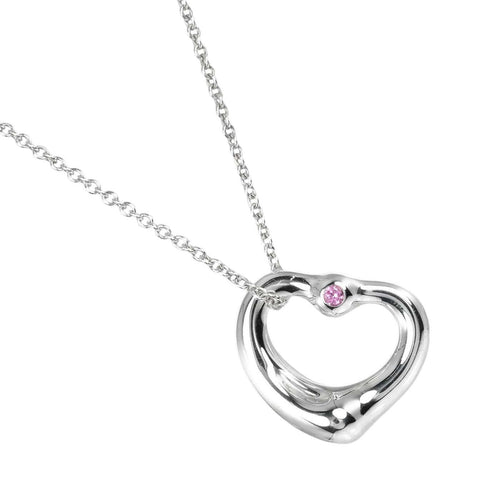 Pendentif Tiffany & Co. Elsa Peretti - Pendentif Open Heart en argent avec saphir rose 58 Facettes rkc4e0