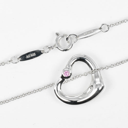 Collier Tiffany & Co. Elsa Peretti - Collier pendentif Open Heart en argent et saphir rose 58 Facettes rkc4e0