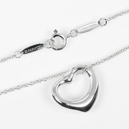 Collier Tiffany & Co. Elsa Peretti - Collier pendentif Open Heart en argent et saphir rose 58 Facettes rkc4e0