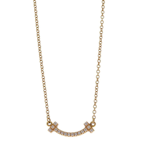 Collier Tiffany & Co. T Smile - Collier pendentif en or jaune 18k et diamants 58 Facettes h7ew21j6cx