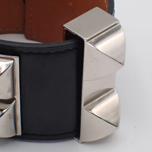 Bracelet Hermès Collier de Chien - Bracelet en cuir noir 58 Facettes tms8snkin8