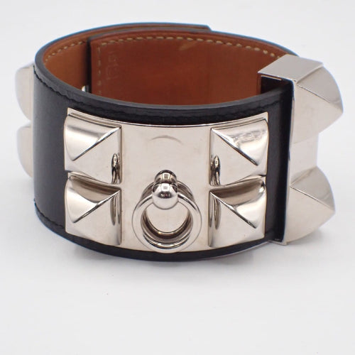 Bracelet Hermès Collier de Chien - Bracelet en cuir noir 58 Facettes tms8snkin8