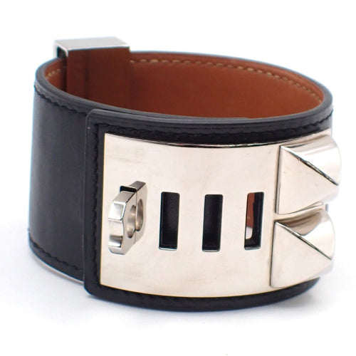 Bracelet Hermès Collier de Chien - Bracelet en cuir noir 58 Facettes tms8snkin8