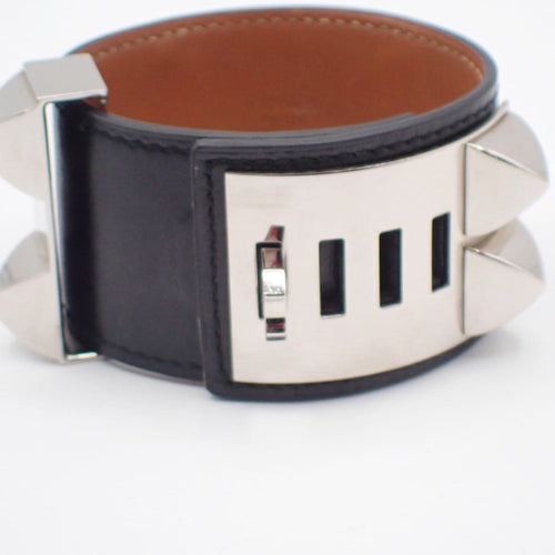Bracelet Hermès - Bracelet Collier de Chien en cuir noir 58 Facettes tms8snkin8
