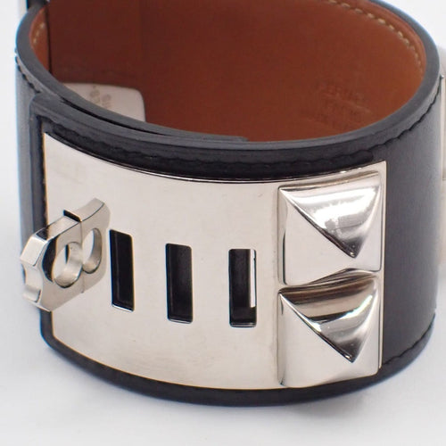 Bracelet Hermès Collier de Chien - Bracelet en cuir noir 58 Facettes tms8snkin8