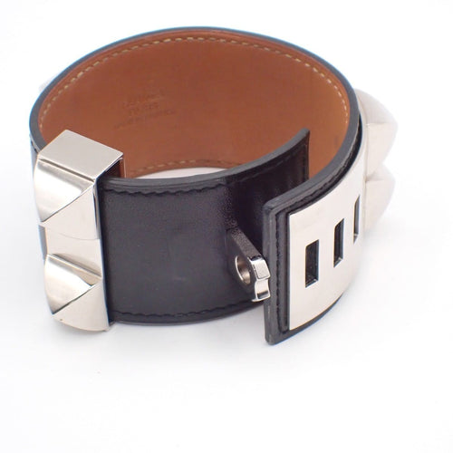 Bracelet Hermès - Bracelet Collier de Chien en cuir noir 58 Facettes tms8snkin8