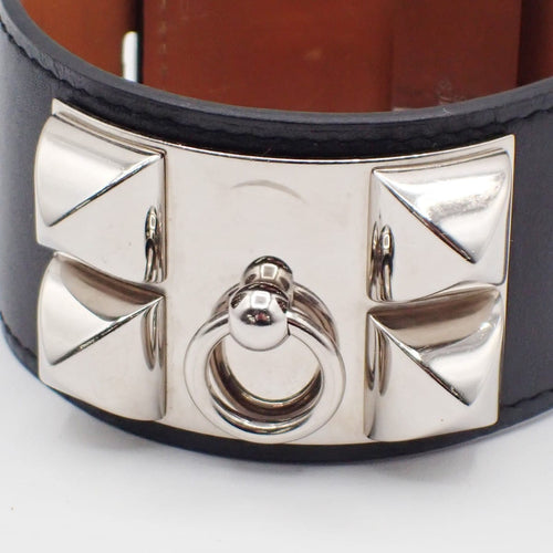 Bracelet Hermès Collier de Chien - Bracelet en cuir noir 58 Facettes tms8snkin8