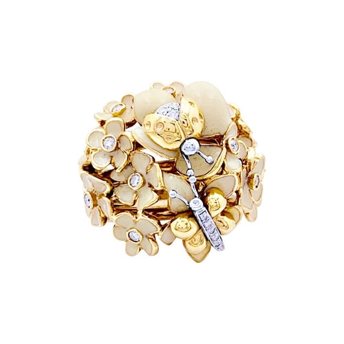 Bague 50 Bague Roberto Coin, or rose, émail et diamants. 58 Facettes 35542