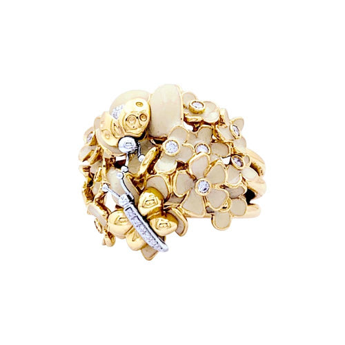 Bague 50 Bague Roberto Coin, or rose, émail et diamants. 58 Facettes 35542