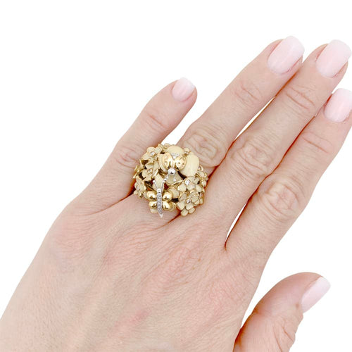 Bague 50 Bague Roberto Coin, or rose, émail et diamants. 58 Facettes 35542