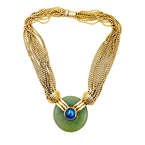 Collier Collier Verney, or jaune, jade et saphir. 58 Facettes 35523