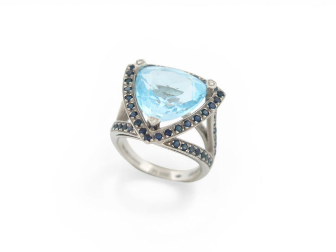 Bague 52 Mauboussin Couleur d'Émotions - Bague en platine 950 topaze et saphirs, T52 58 Facettes 274241