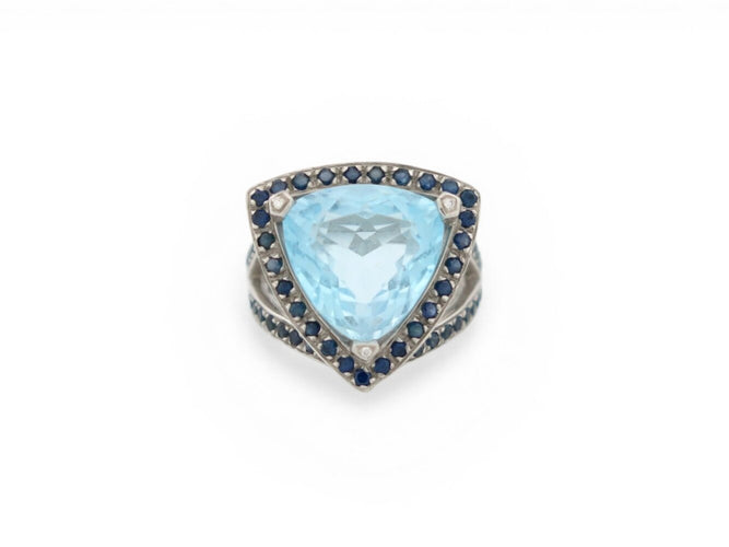 Bague 52 Mauboussin Couleur d'Émotions - Bague en platine 950 topaze et saphirs, T52 58 Facettes 274241