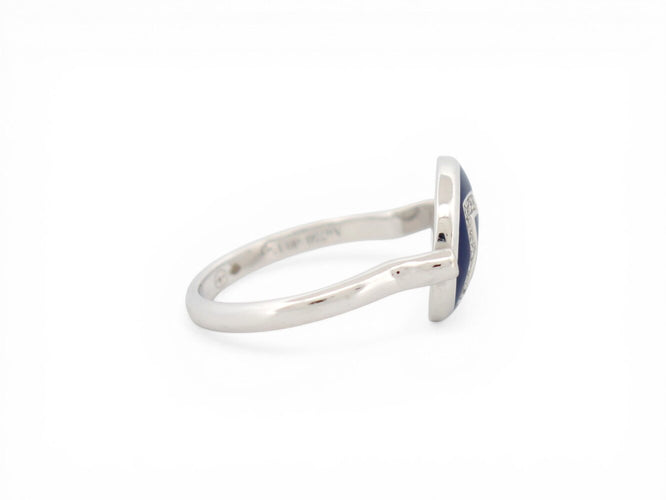 Bague 53 De Beers Lotus Enchanted - Bague en or blanc 18k, diamants et émail bleu 58 Facettes 274231